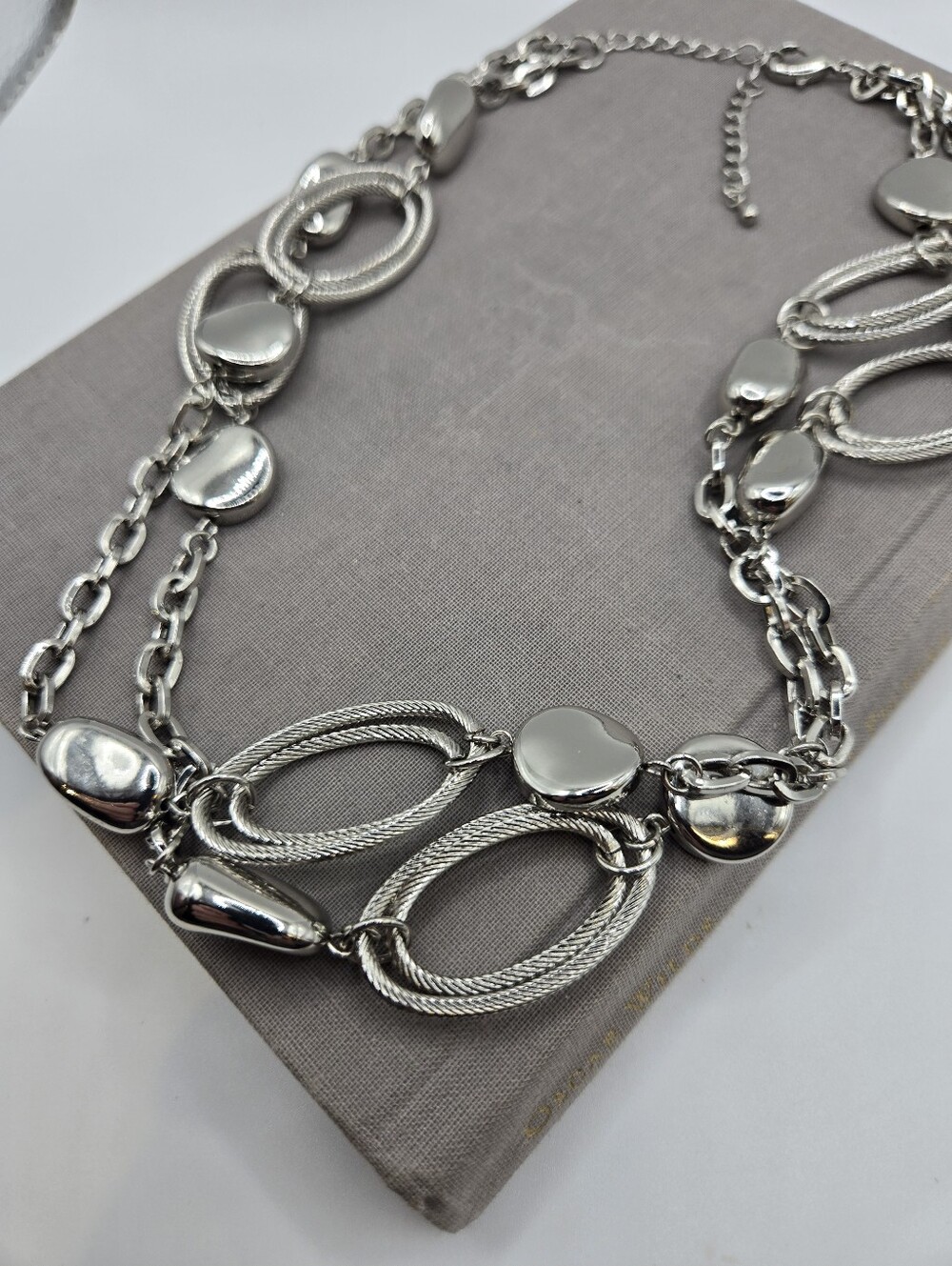 Chunky Silver McBling Y2k 2-Strand Choker Necklace Lightweight Office Siren
